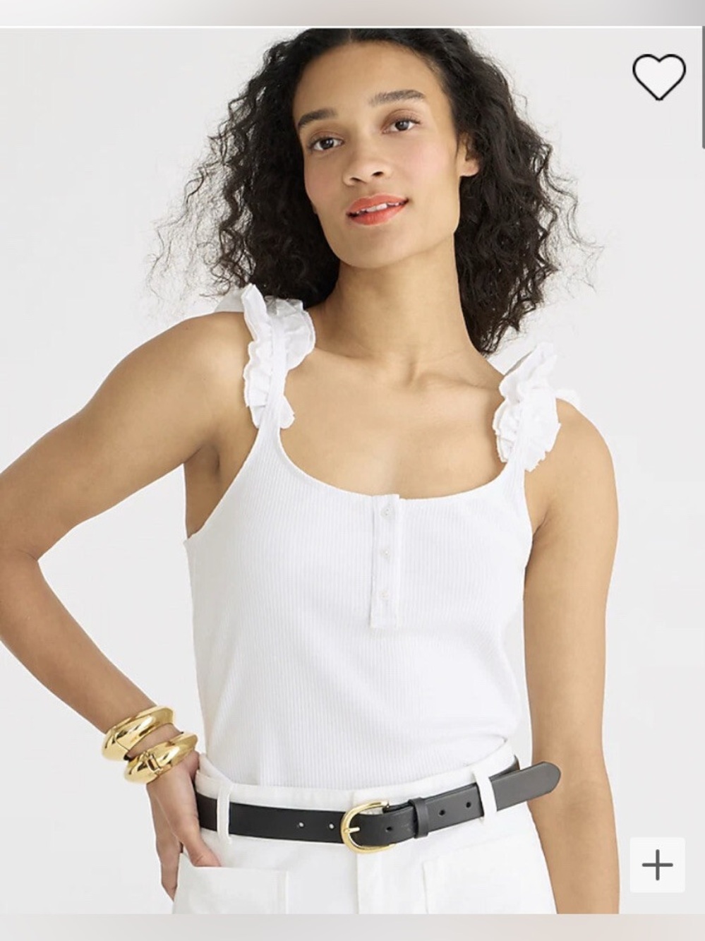 Scrunchie-strap henley tank in vintage rib